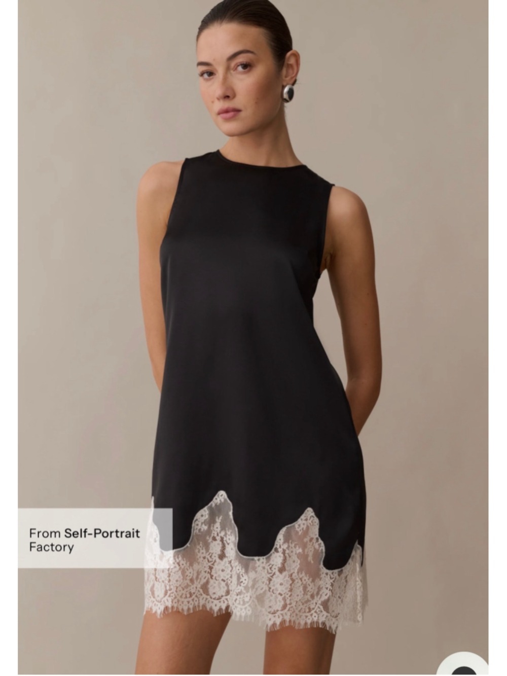 Women's Kourt Black and White Lace Trim Mini Dress Size S